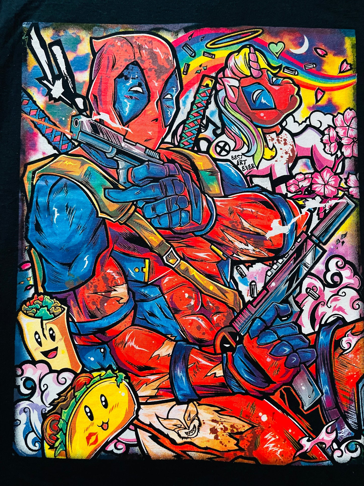 Dead Pool Chimichangas, Unicorns & Tacos 🌮 Neon Tee Shirt
