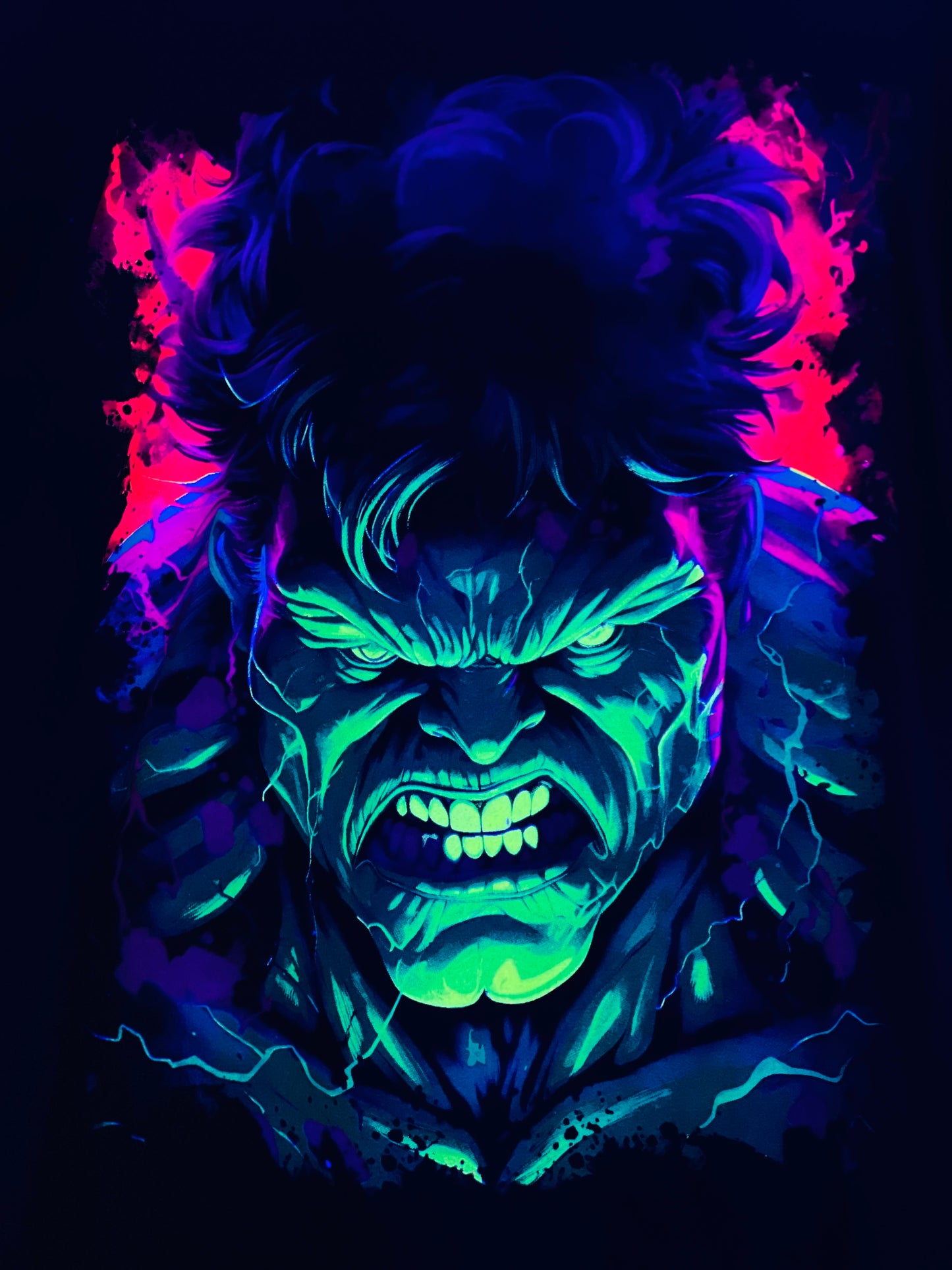 Incredible Hulk Wrath Mode Vibrant Neón T-Shirt (Front & Back Print)