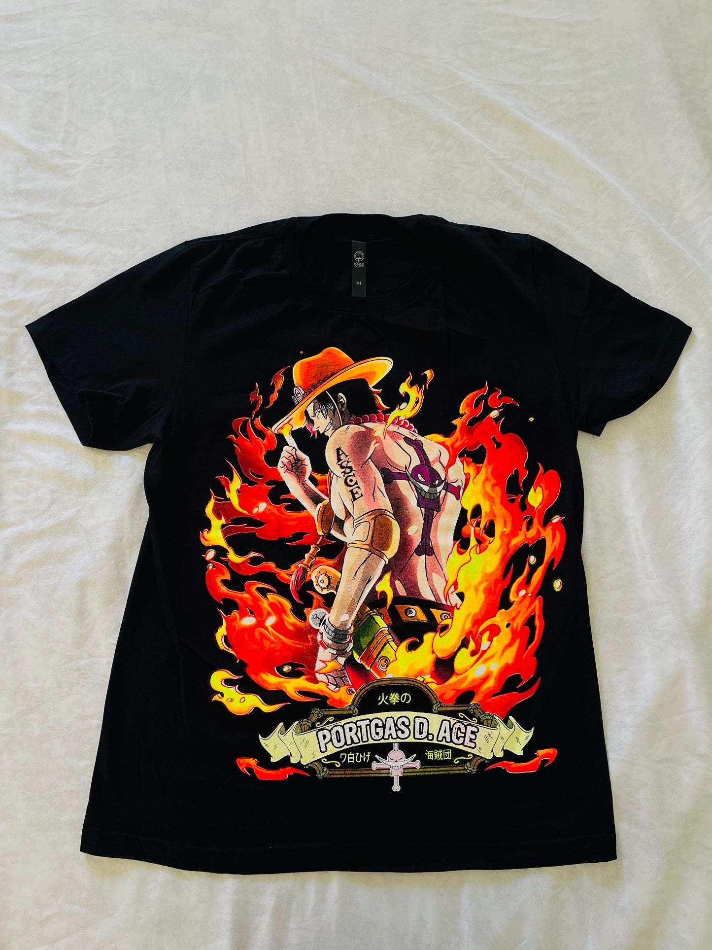 Fire Fist Ace One Piece Vibrant Neón T-Shirt (Front & Back Print)