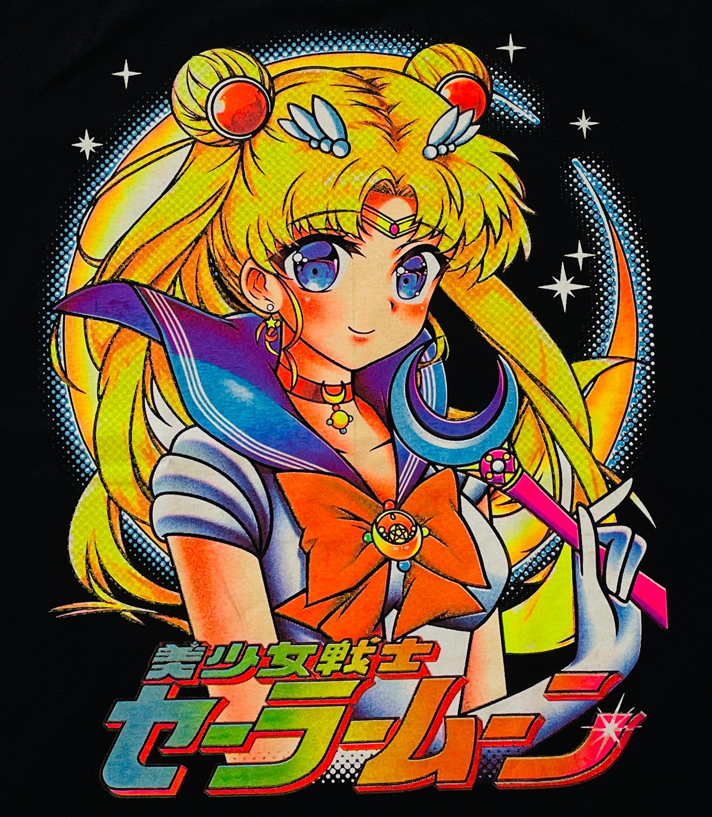 Sailor Moon Retro Vibrant Neón T-Shirt (Front & Back Print)