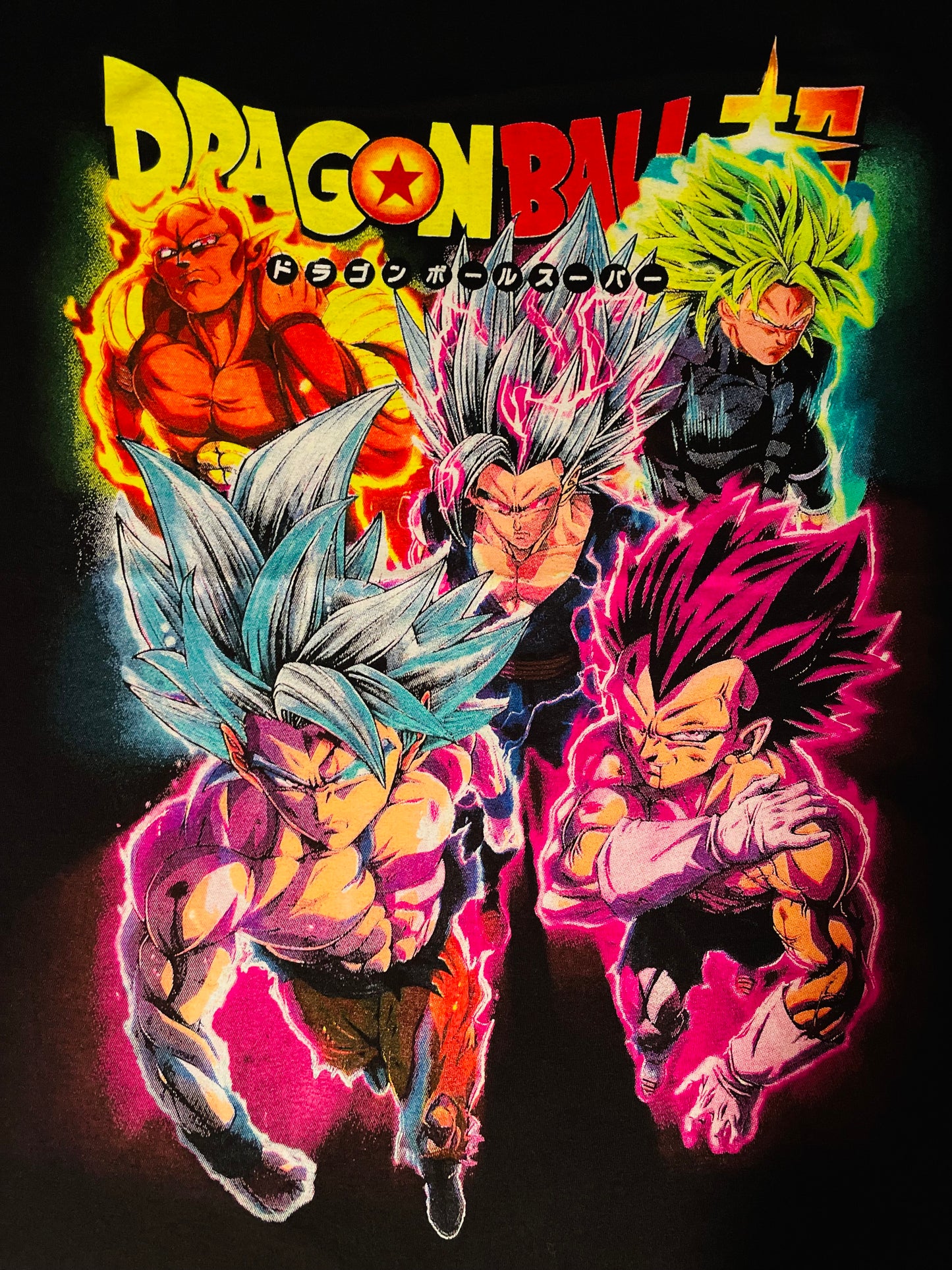 Orange Piccolo, Goku Super Sayan Blue, Ultra Ego Vegeta, Super Sayan Broly, Mystic Gohan Neon T-Shirt (Front & Back Print)