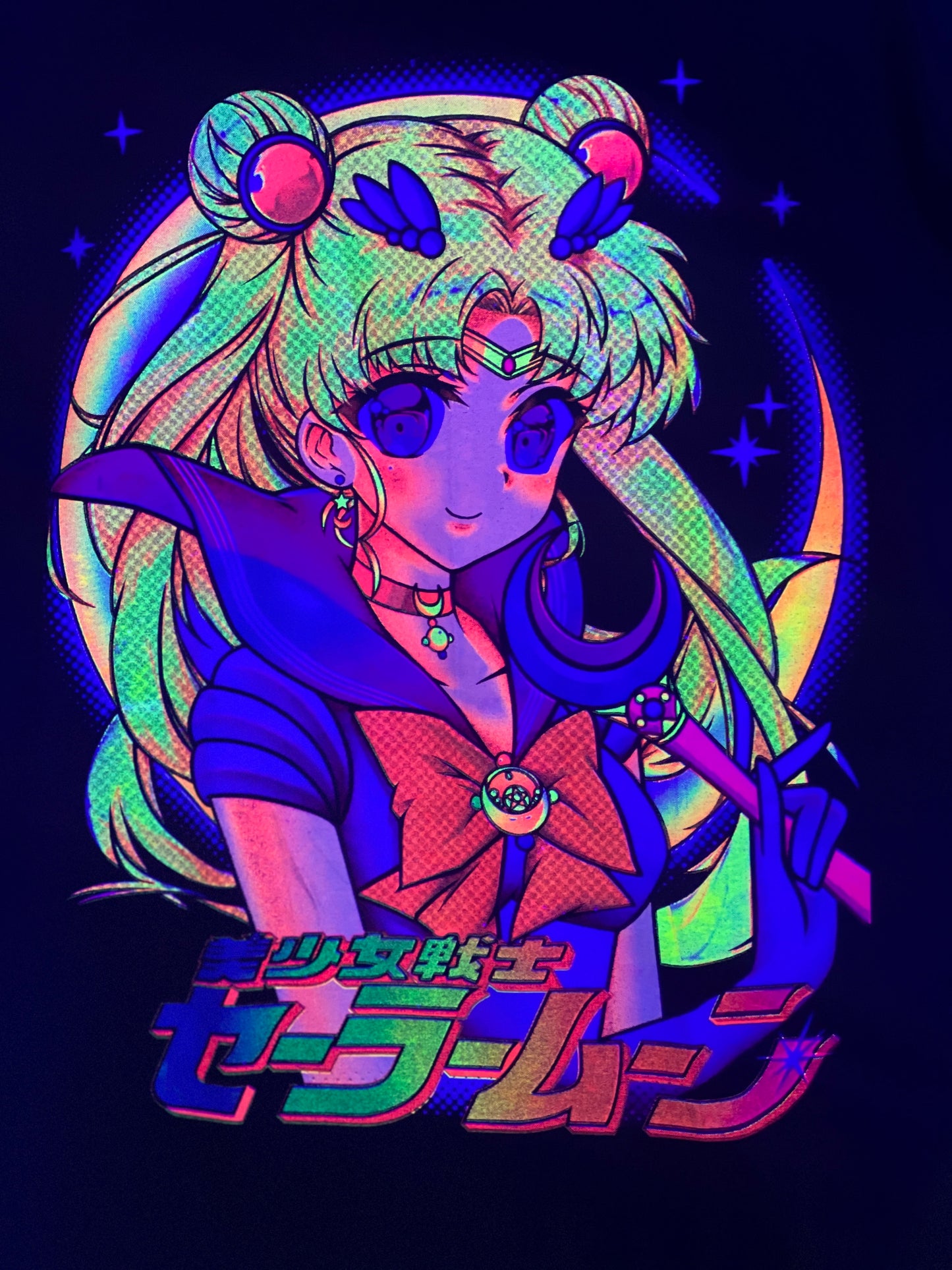 Sailor Moon Retro Vibrant Neón T-Shirt (Front & Back Print)