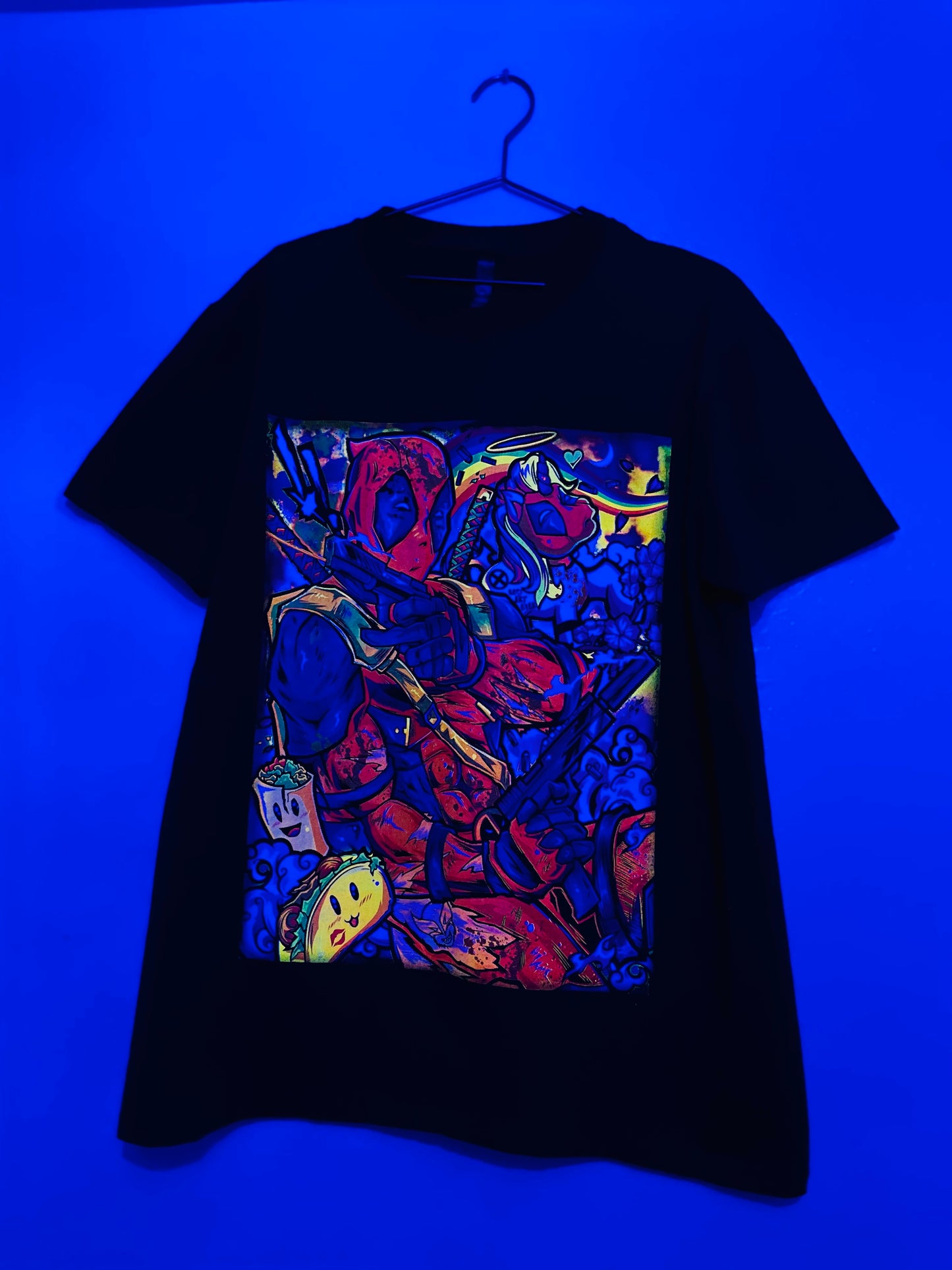 Dead Pool Chimichangas, Unicorns & Tacos 🌮 Neon Tee Shirt