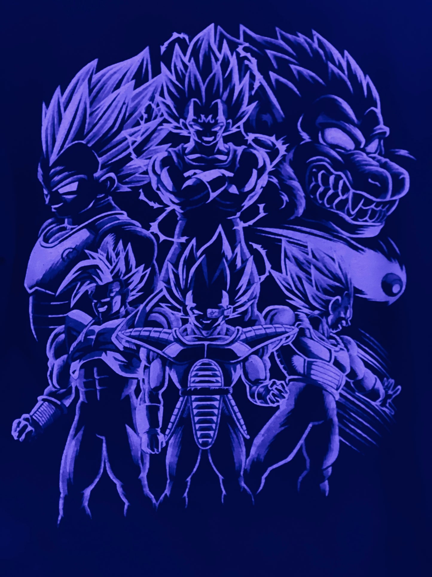 Vegeta Súper Saiyan Blue Vibrant Neón T-Shirt (Front & Back Print)