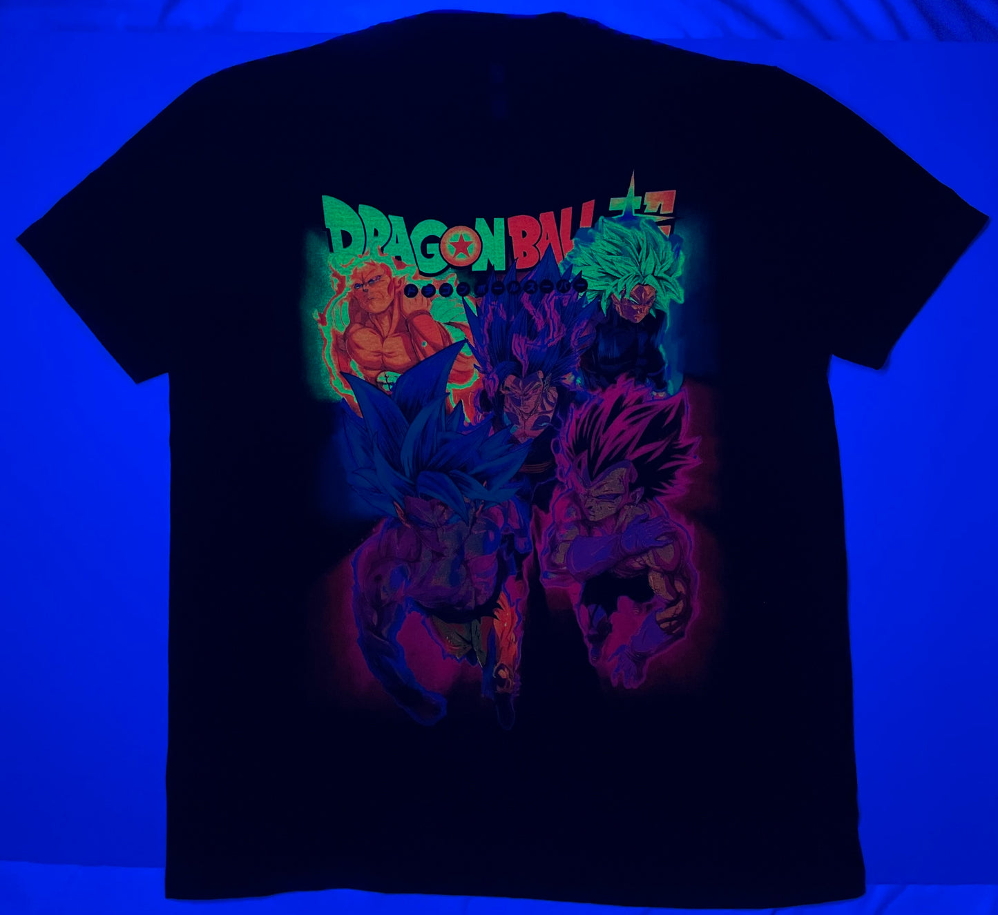 Orange Piccolo, Goku Super Sayan Blue, Ultra Ego Vegeta, Super Sayan Broly, Mystic Gohan Neon T-Shirt (Front & Back Print)