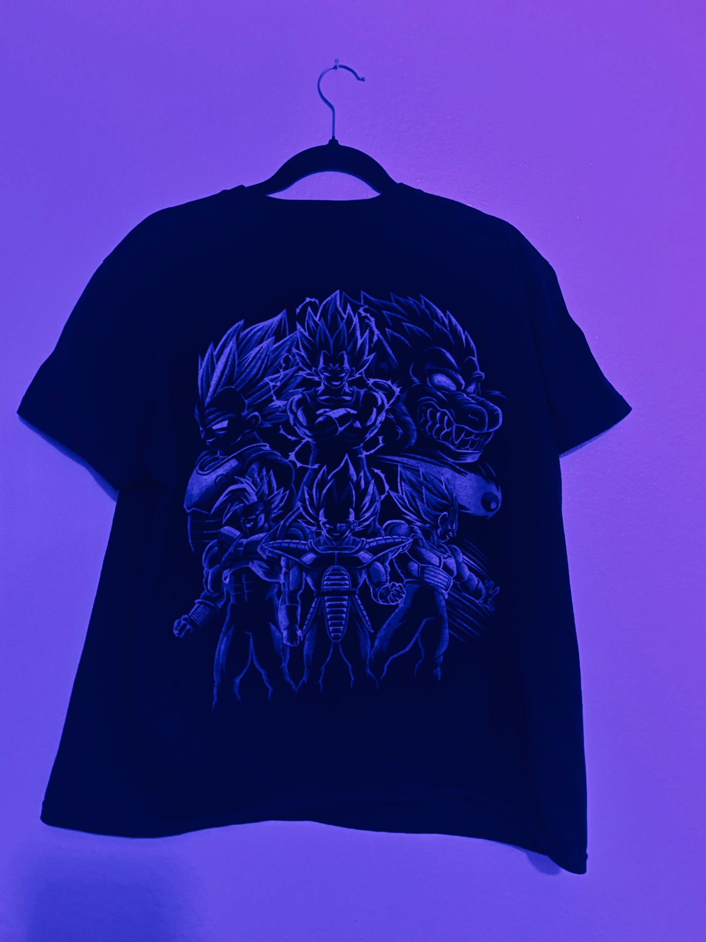 Vegeta Súper Saiyan Blue Vibrant Neón T-Shirt (Front & Back Print)