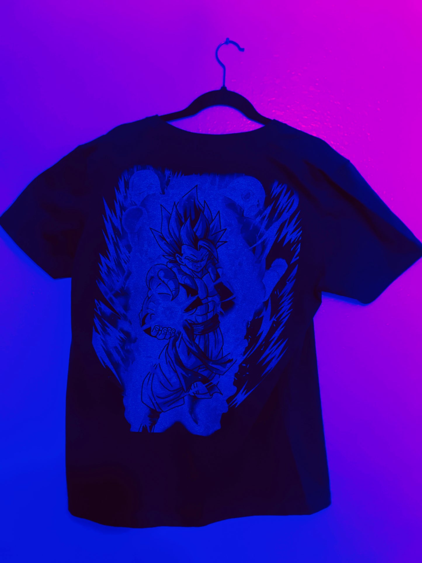 Gogeta Fusion Dragon Ball Z Vibrant Neón T-Shirt (Front & Back Print)