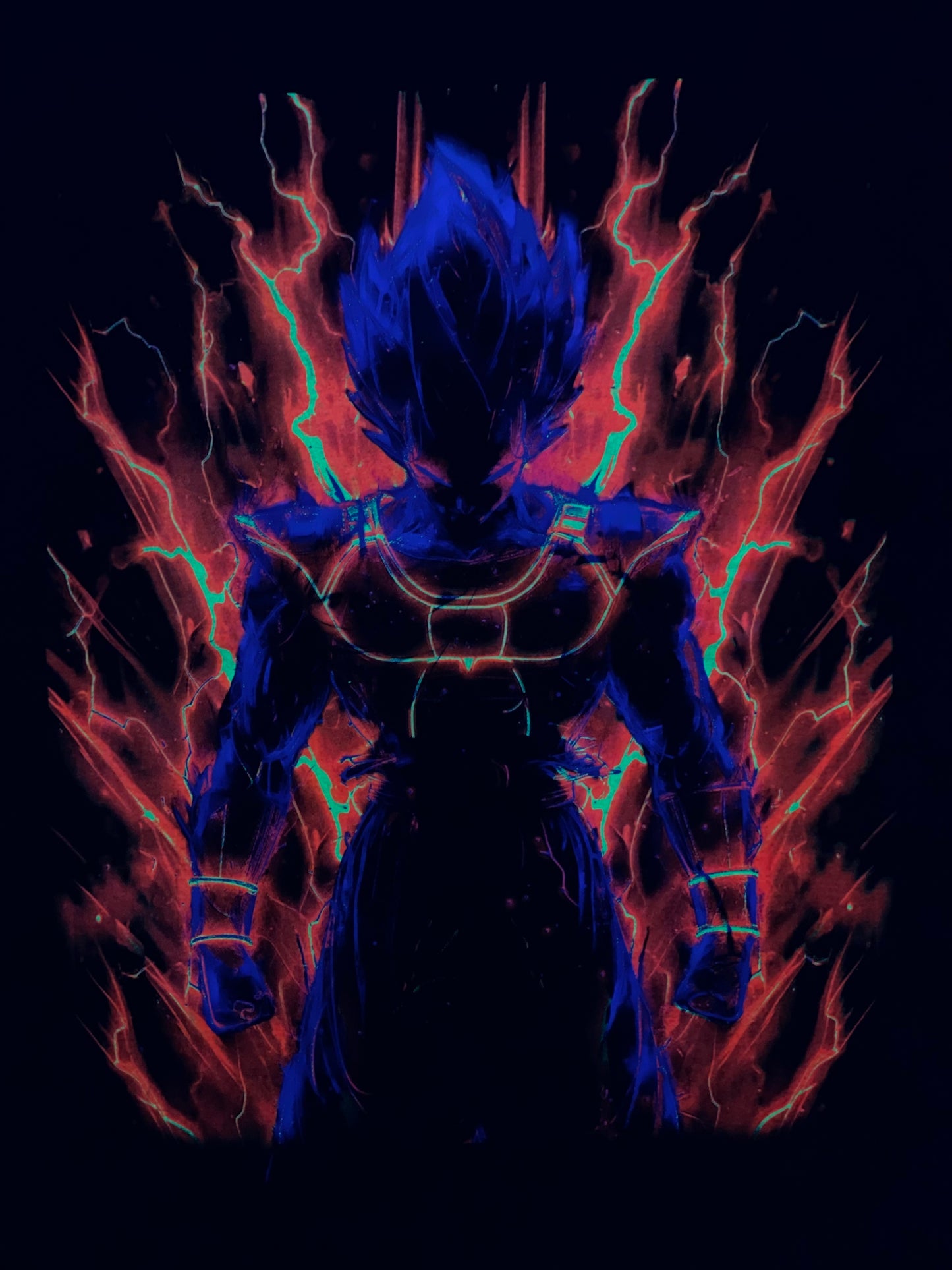 Vegeta Super Saiyan Blue Neon T-Shirt (Front & Back Print)