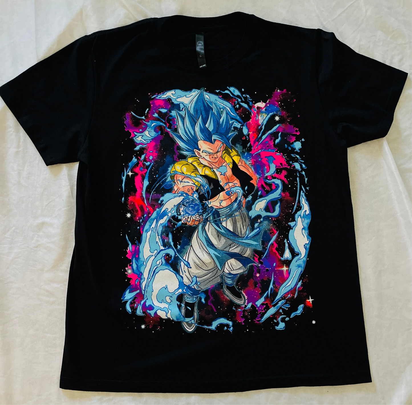 Gogeta Fusion Dragon Ball Z Vibrant Neón T-Shirt (Front & Back Print)
