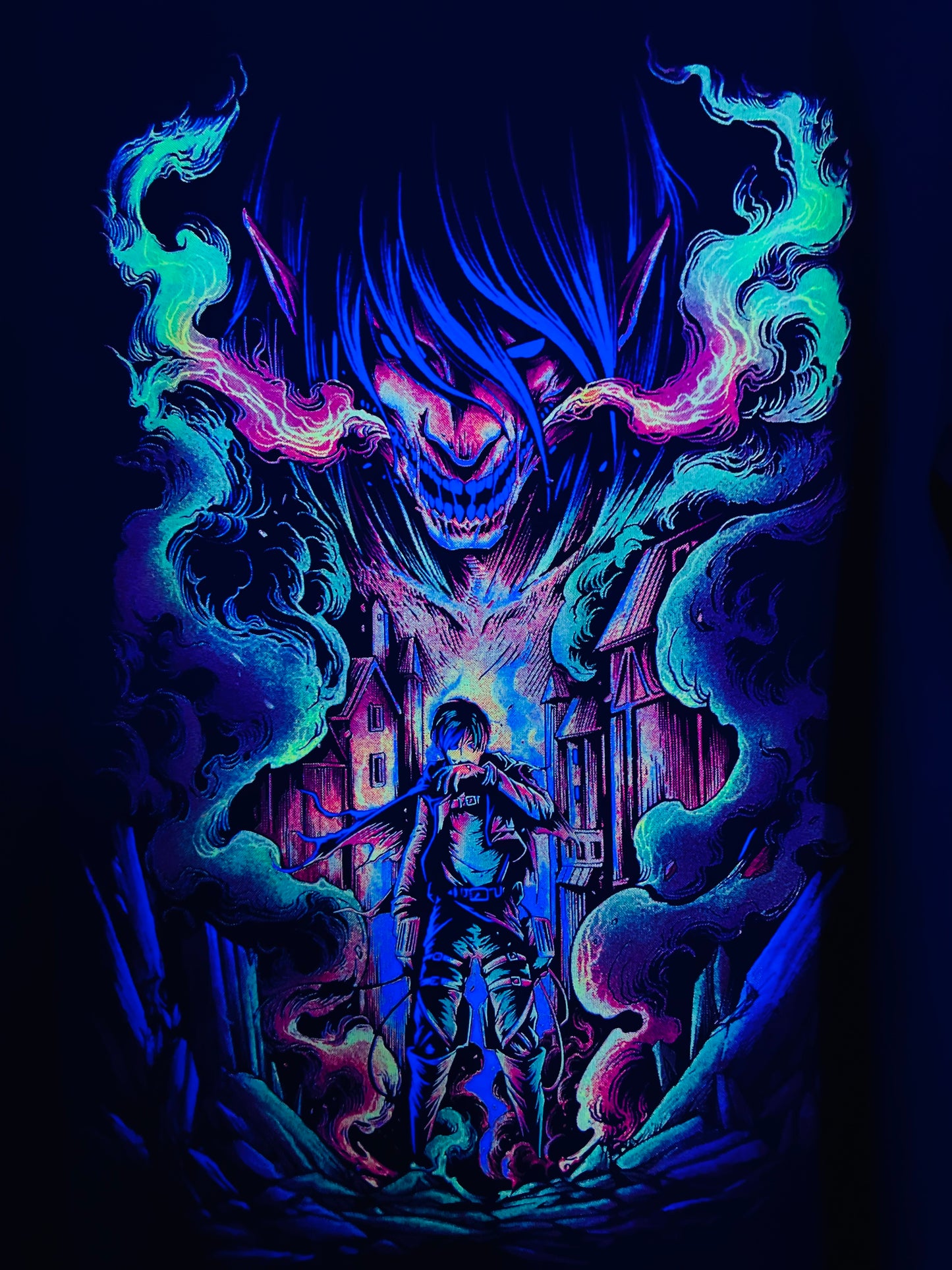 Eren Yeager Attack On Titan Neon T-Shirt (Front & Back Print)