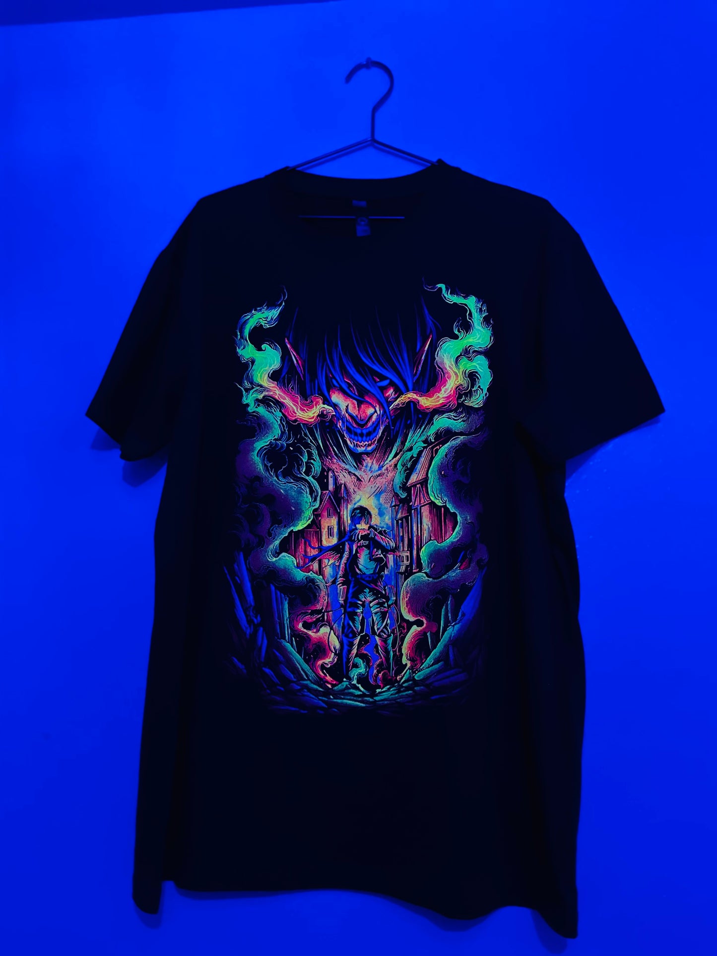 Eren Yeager Attack On Titan Neon T-Shirt (Front & Back Print)
