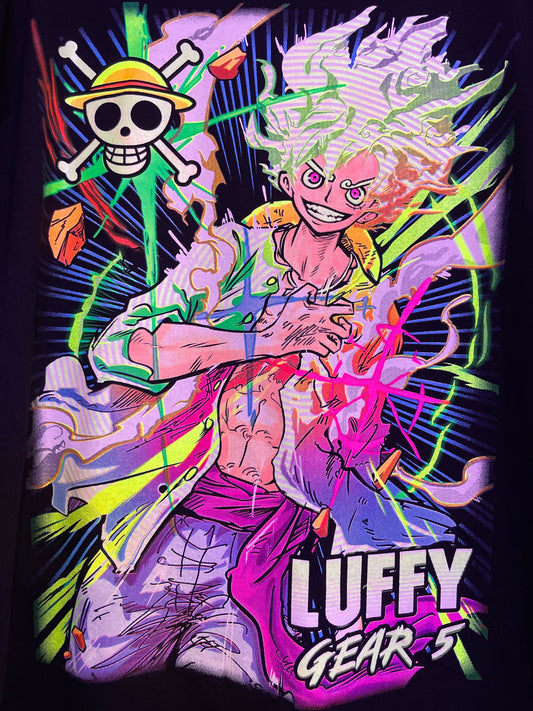 Luffy Gear 5 One Piece Neon Tee & Glows in the Dark