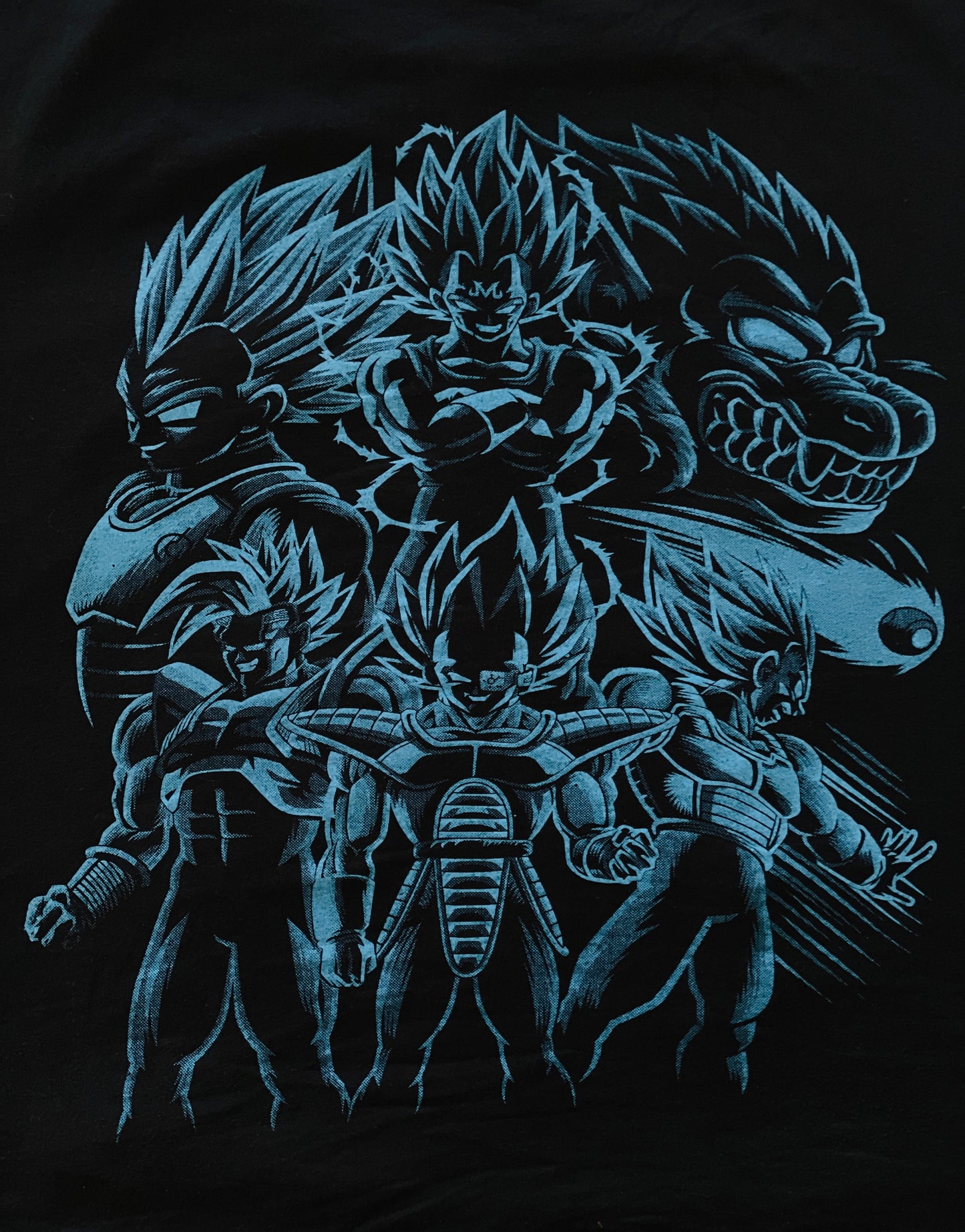 Vegeta Súper Saiyan Blue Vibrant Neón T-Shirt (Front & Back Print)