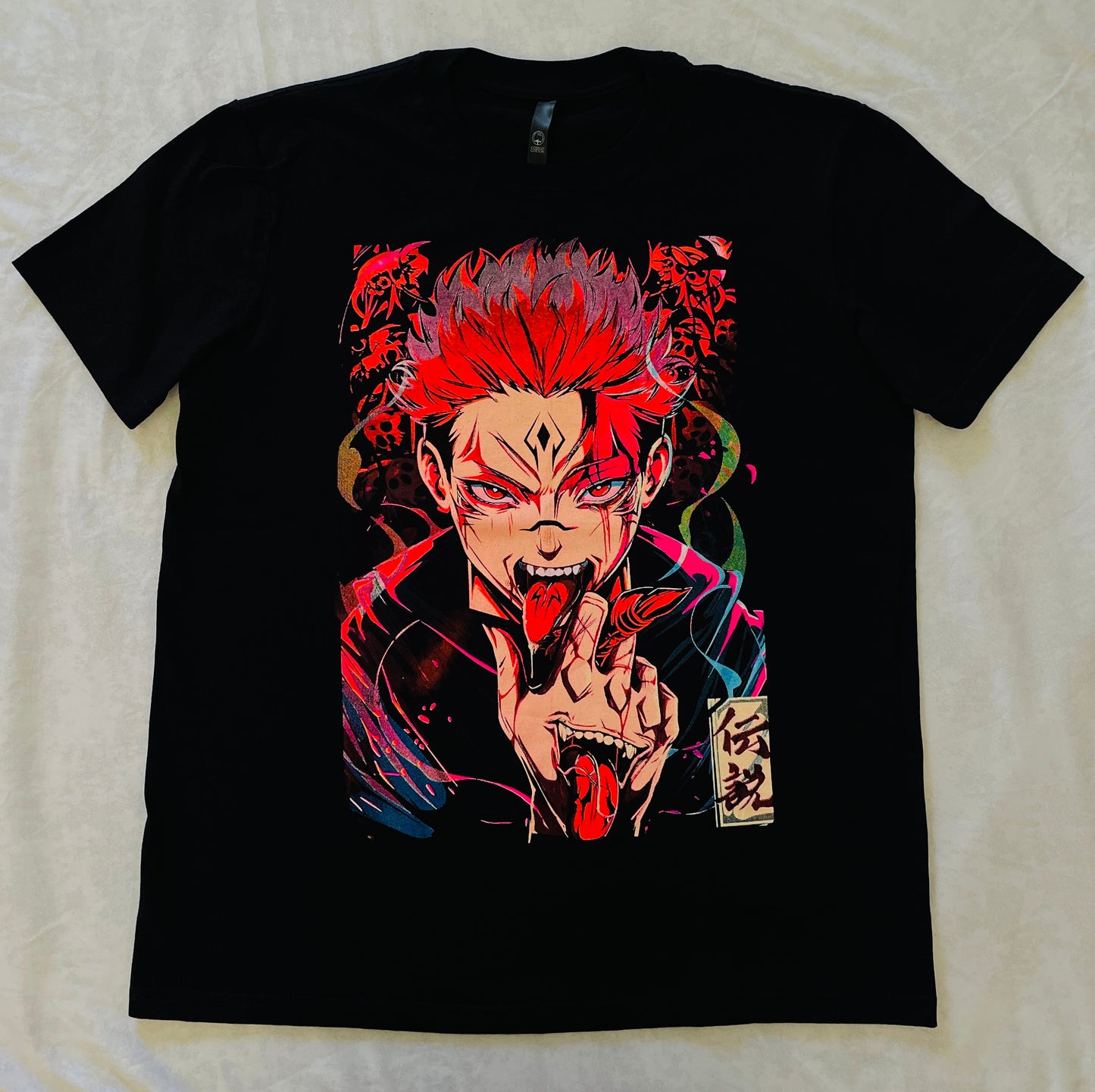 Sukuna Jujutsu Kaisen Vibrant Neón T-Shirt (Front & Back Print)