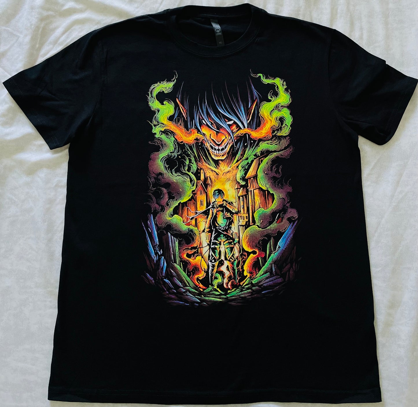 Eren Yeager Attack On Titan Neon T-Shirt (Front & Back Print)