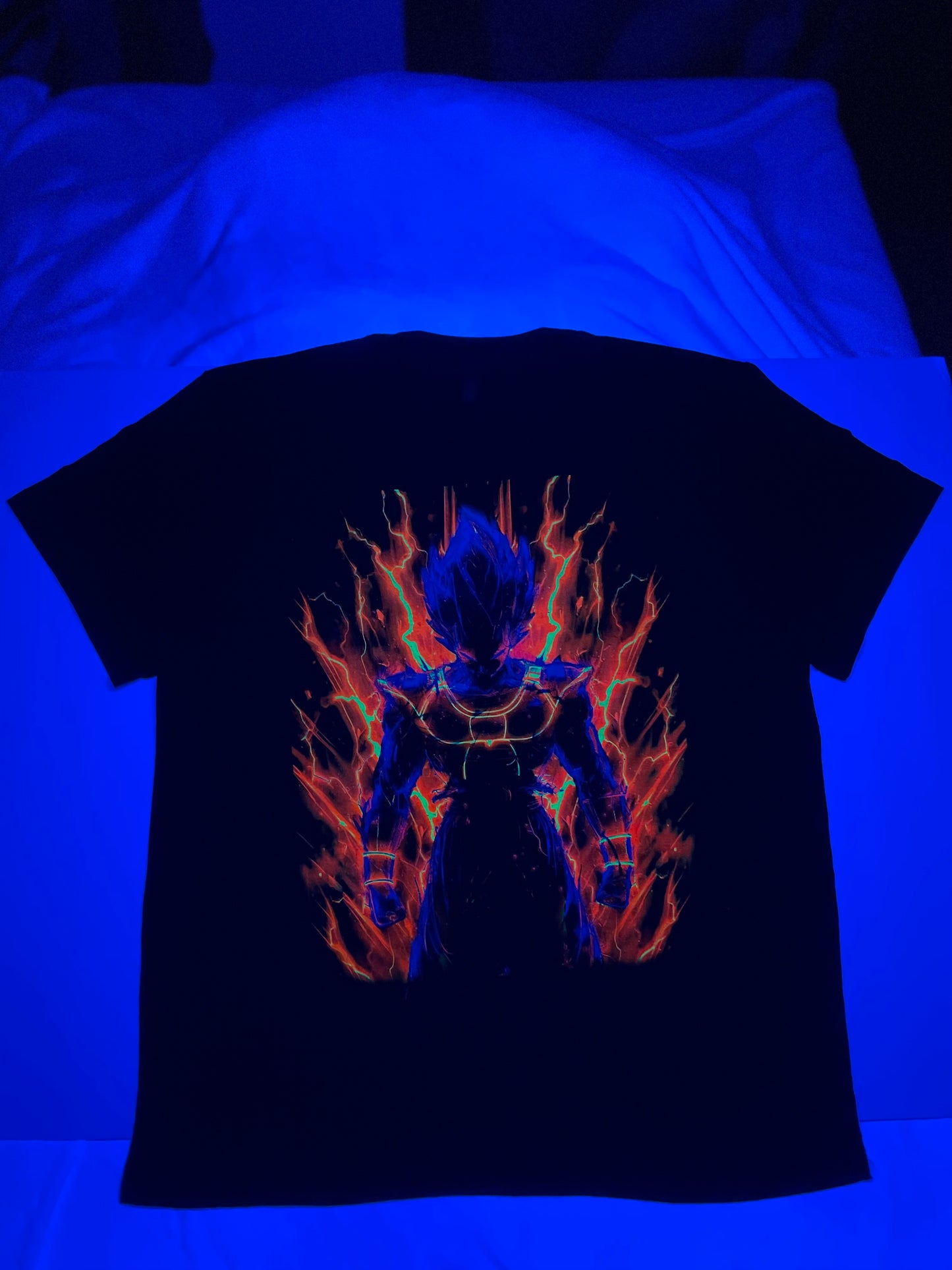 Vegeta Super Saiyan Blue Neon T-Shirt (Front & Back Print)