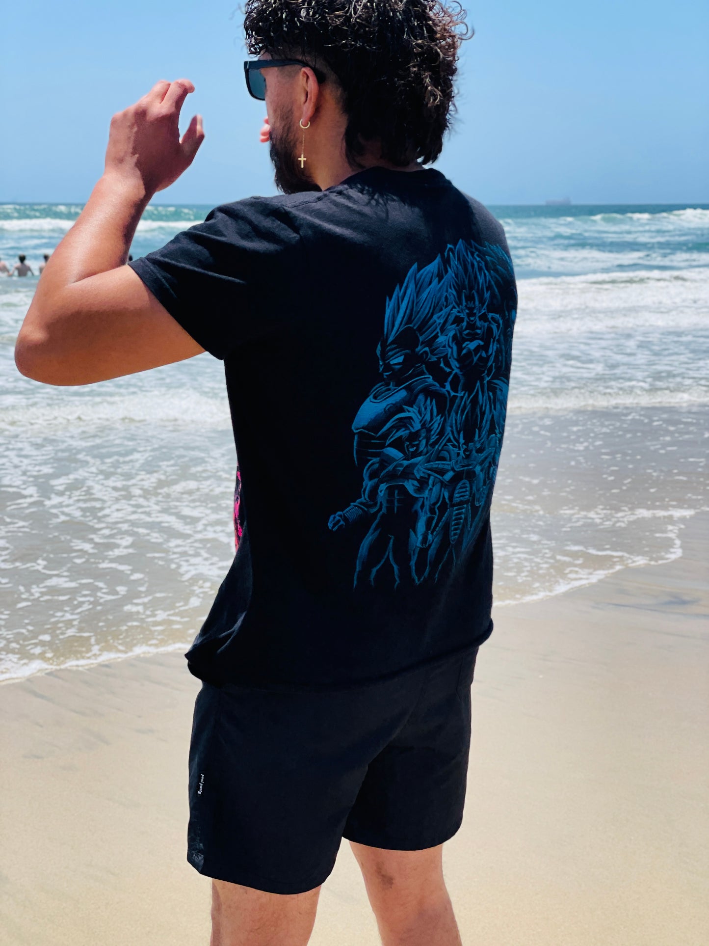Vegeta Súper Saiyan Blue Vibrant Neón T-Shirt (Front & Back Print)