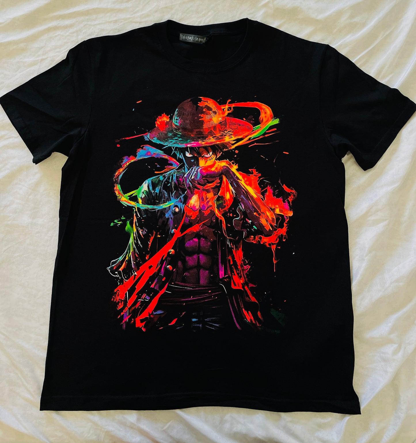 Luffy Gear Mode One Piece, Vibrant Neón T-Shirt (Front & Back Print)