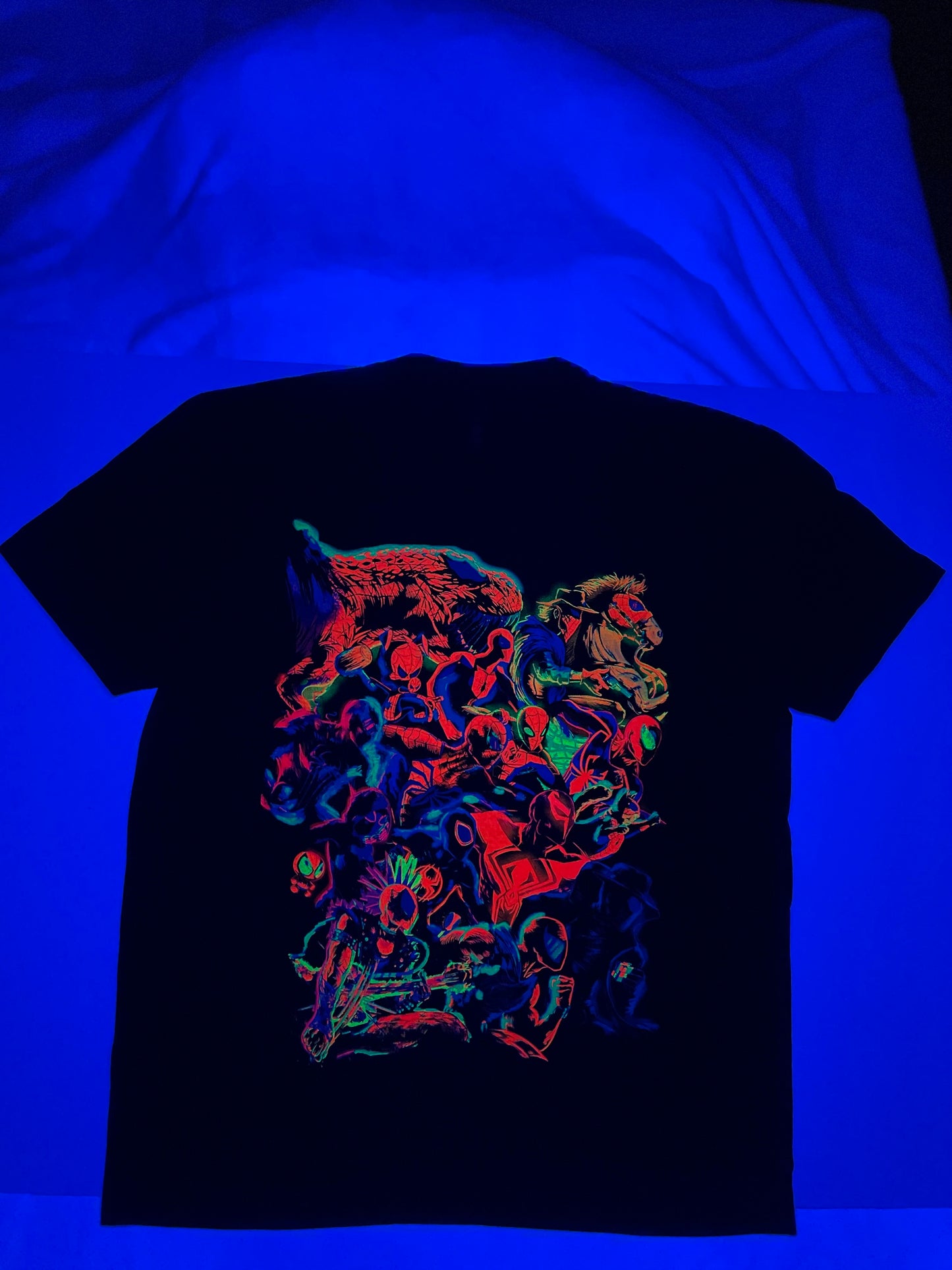 Multi-Verse Spider-mans Neon T-Shirt (Front & Back) Miles Morales Tribute