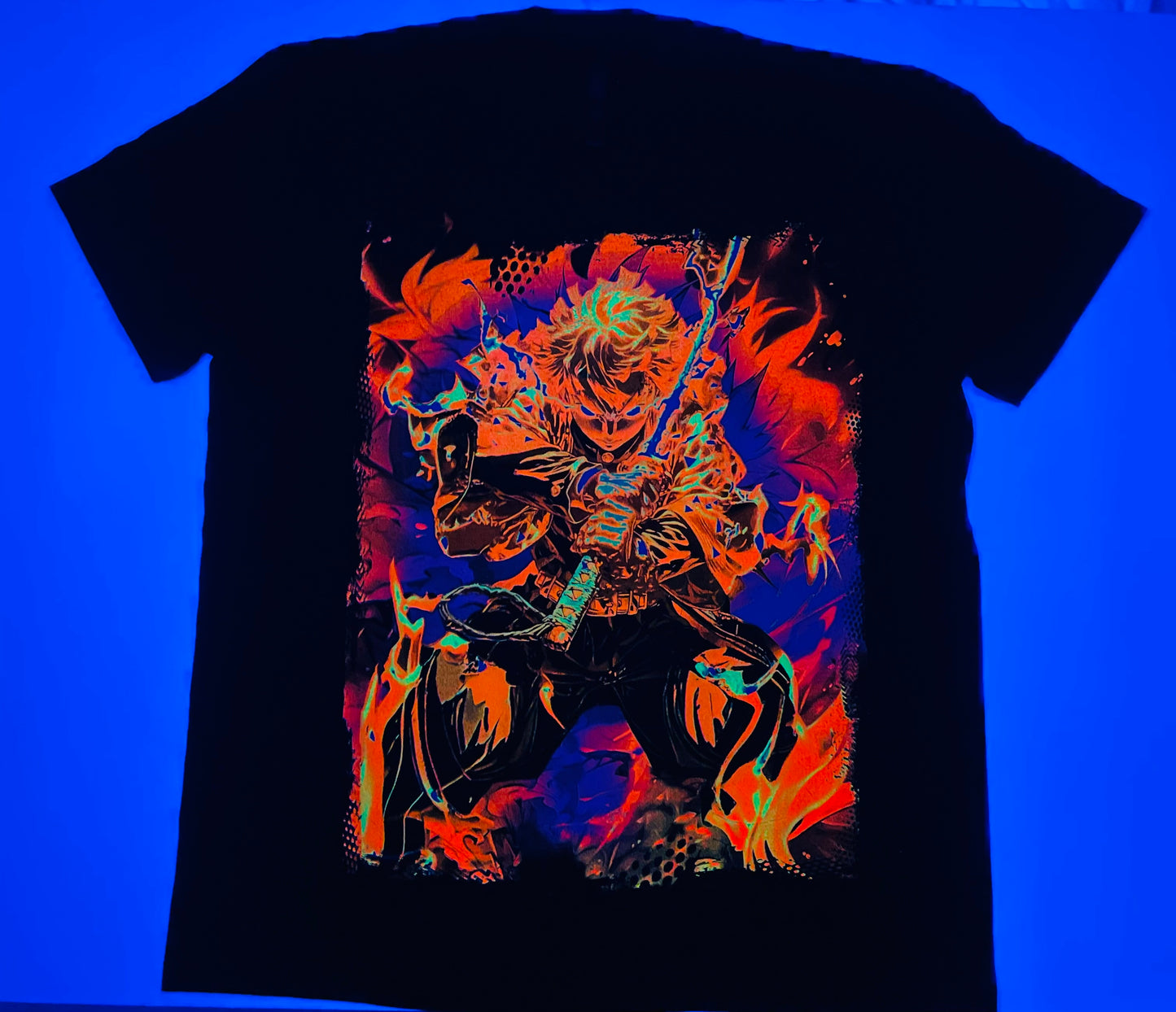 Kyojuro Rengoku (Demon Slayer) 🔥 Neon T-Shirt (Front & Back Print)