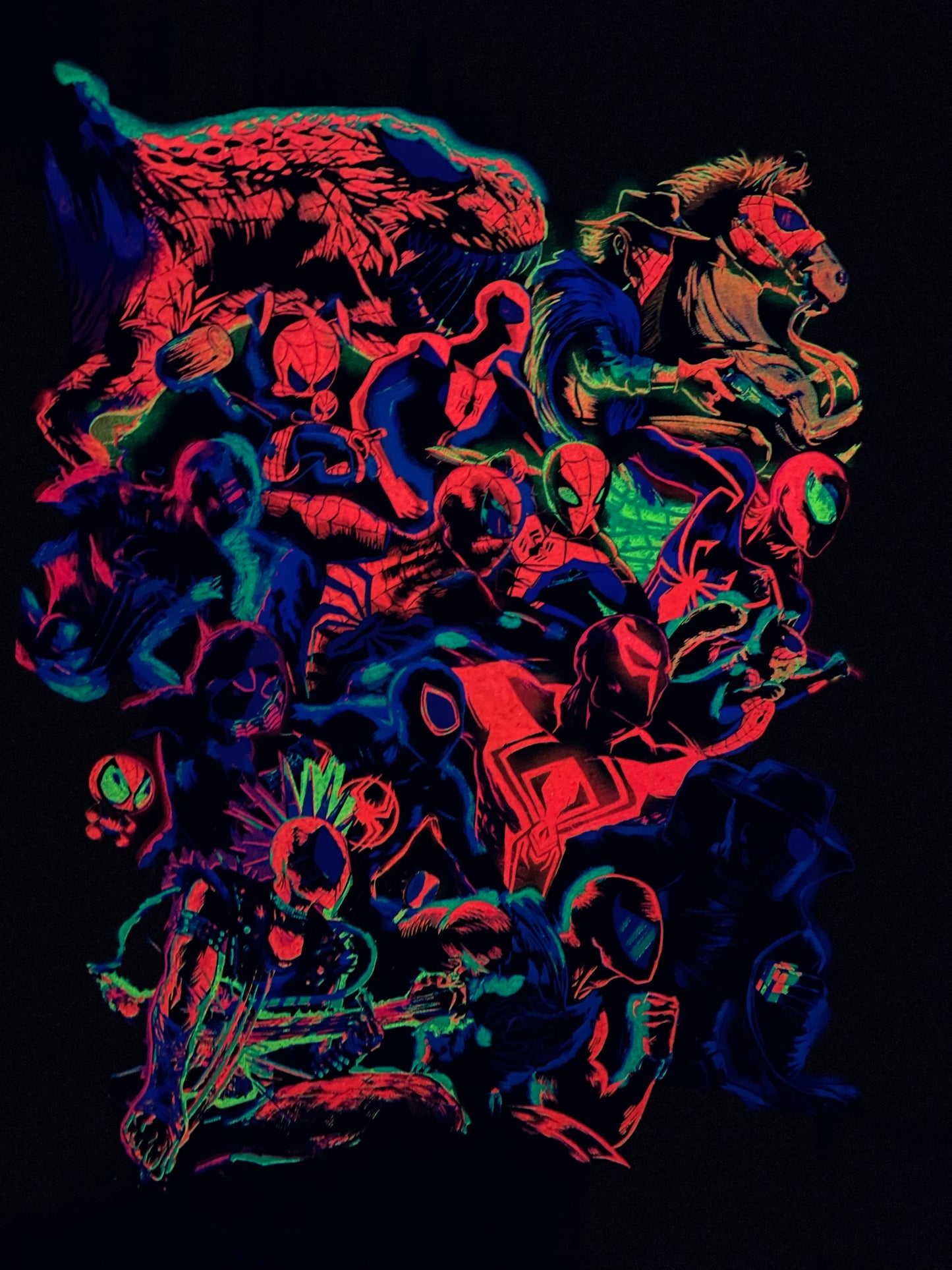 Multi-Verse Spider-mans Neon T-Shirt (Front & Back) Miles Morales Tribute