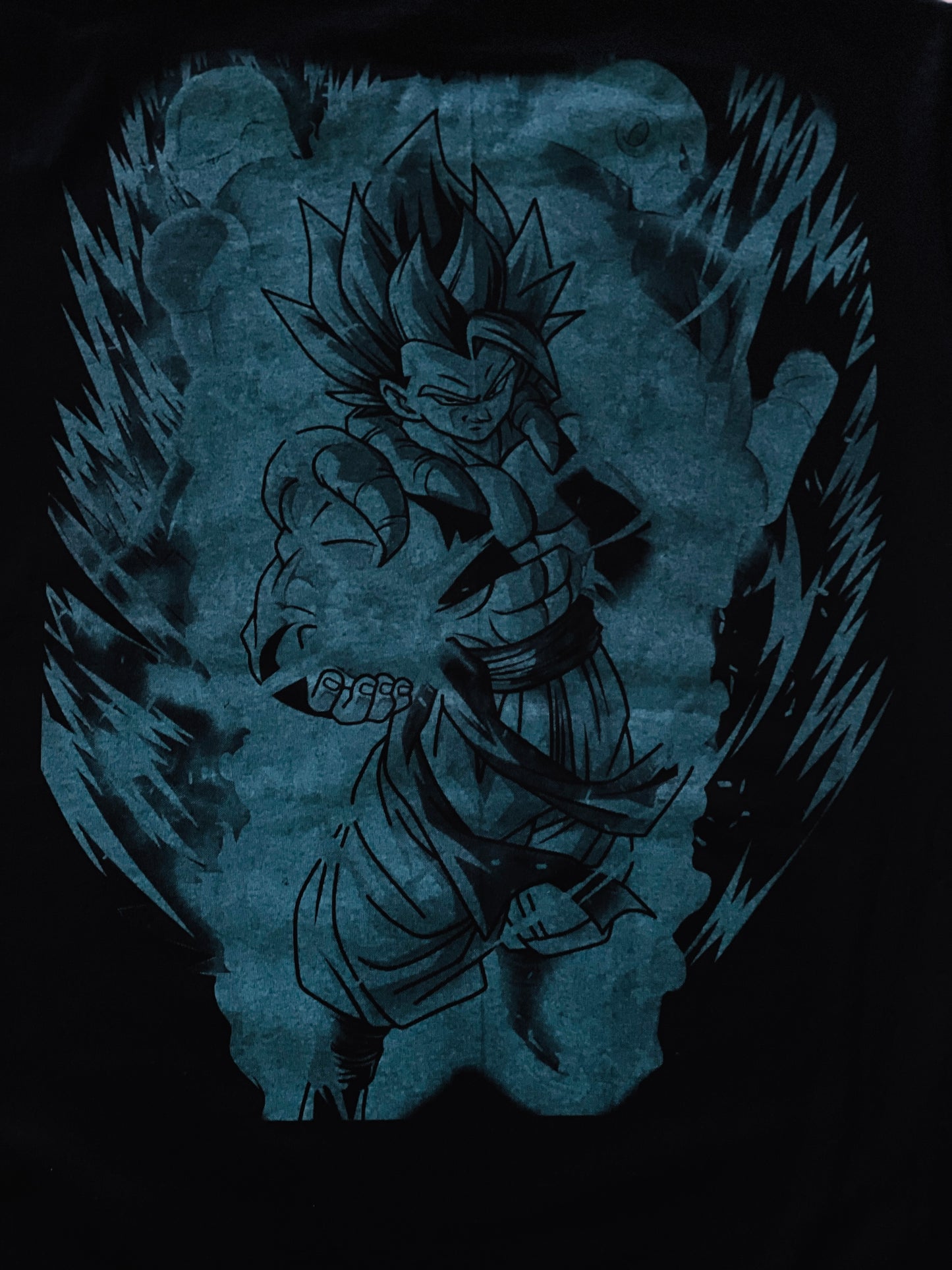 Gogeta Fusion Dragon Ball Z Vibrant Neón T-Shirt (Front & Back Print)