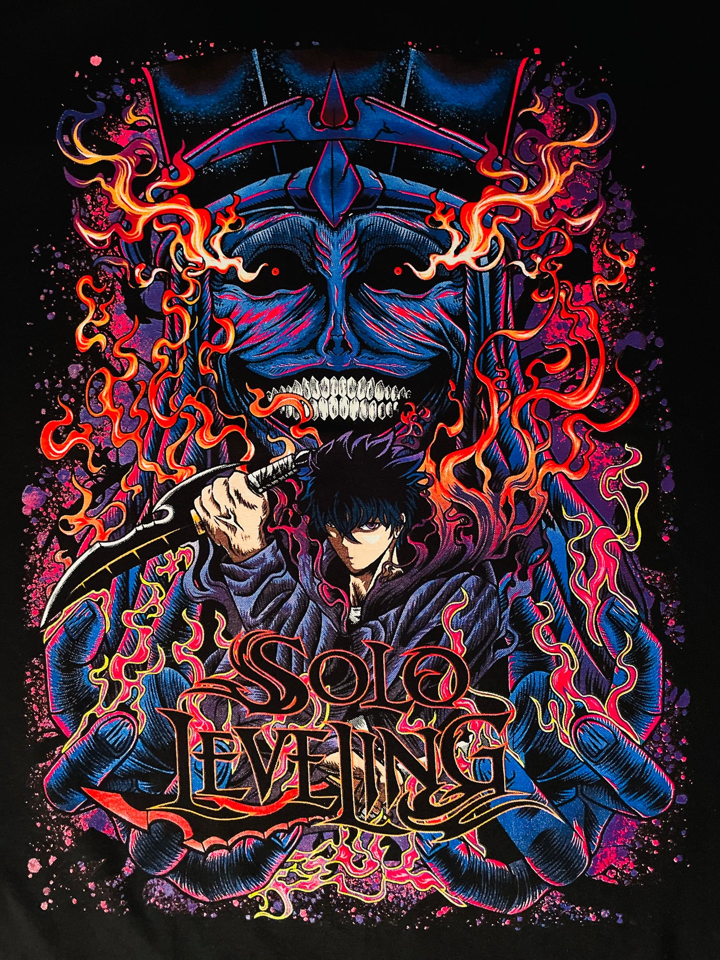 Solo Leveling Neon T-Shirt (Front & Back Print)