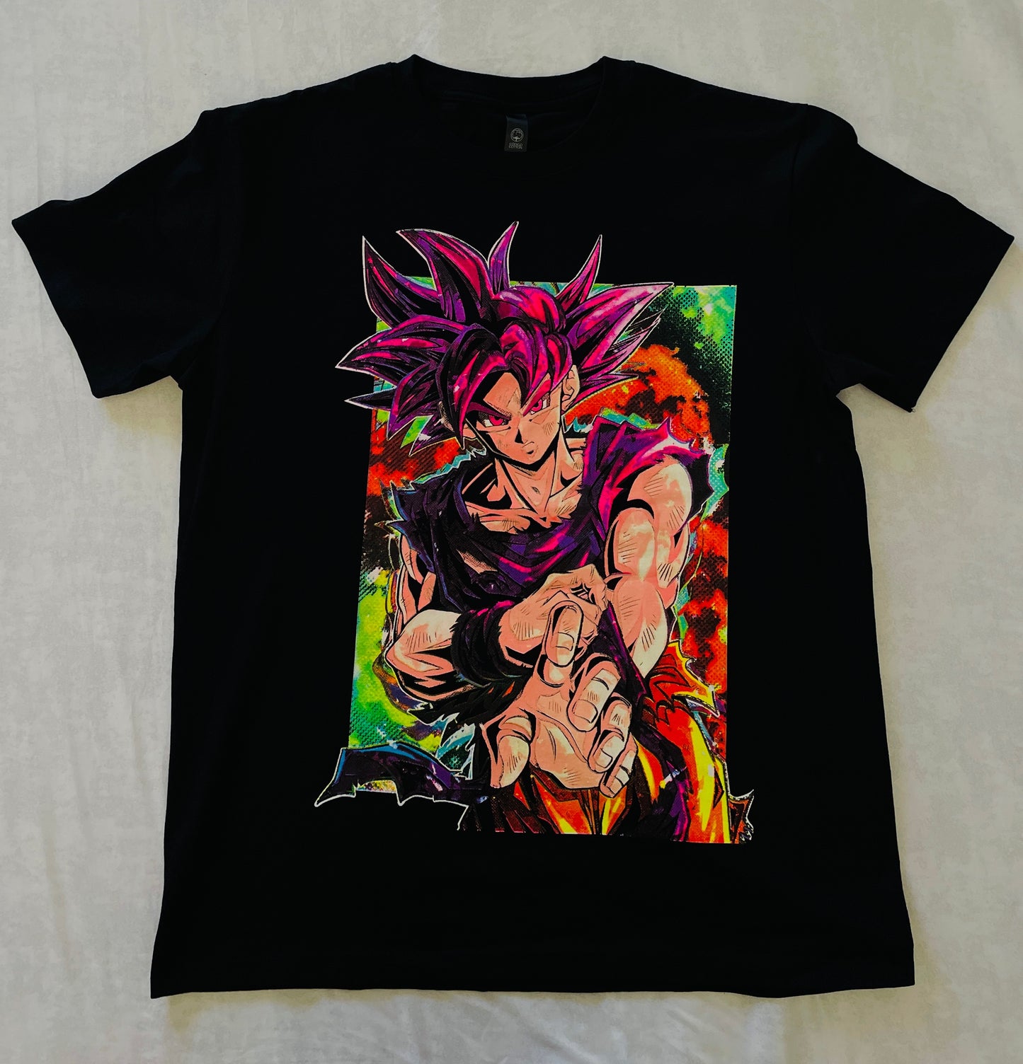 SSJG Goku Dragon Ball Super Vibrant Neón T-Shirt (Front & Back Print)