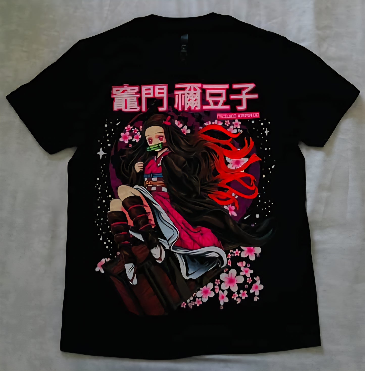 Cherry Blossom Nezuko đ¸ Neon T-Shirt (Front & Back Print)