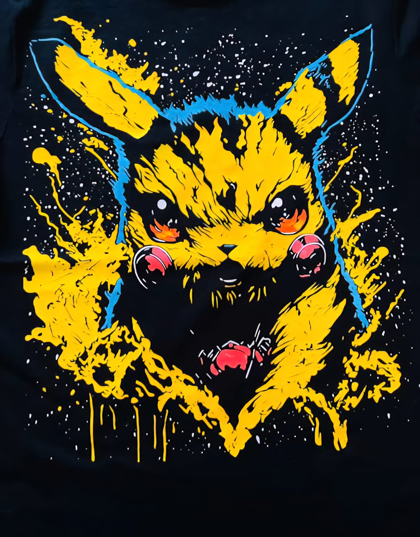 Mean Muggin Pikachu Neon T-Shirt (Front & Back Print)