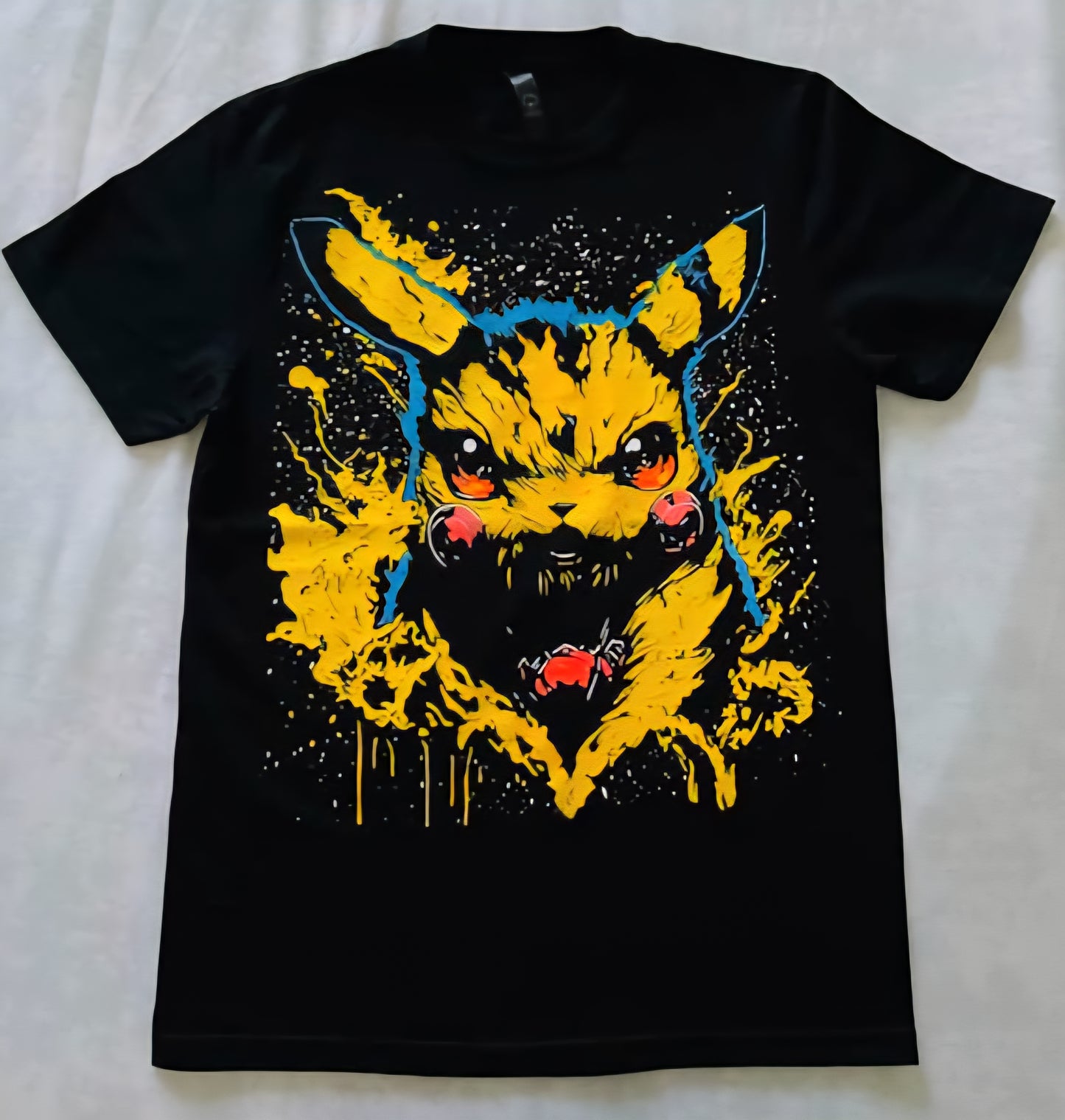 Mean Muggin Pikachu Neon T-Shirt (Front & Back Print)