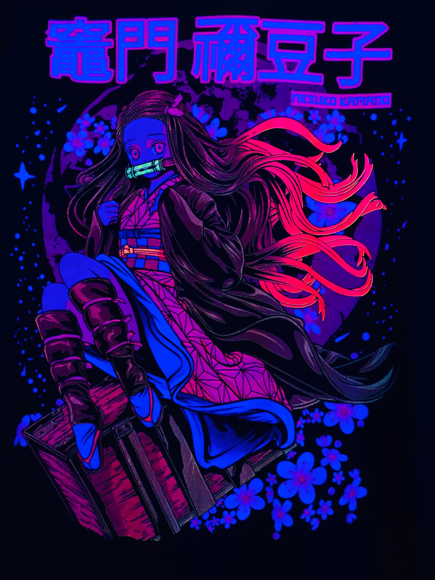 Cherry Blossom Nezuko đ¸ Neon T-Shirt (Front & Back Print)