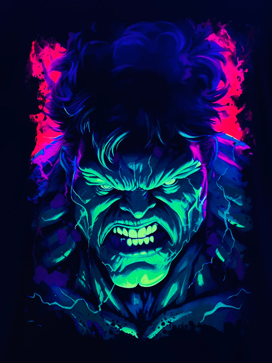 Incredible Hulk Wrath Mode Vibrant Neón T-Shirt (Front & Back Print)