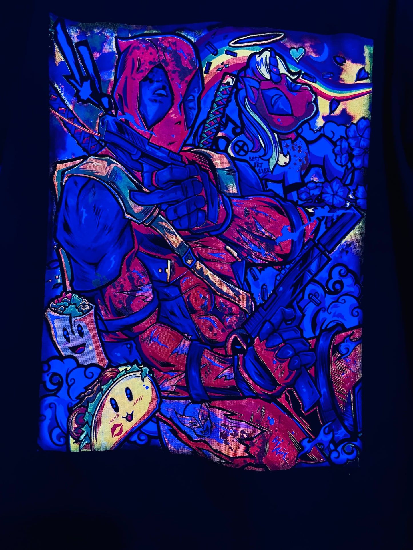 Dead Pool Chimichangas, Unicorns & Tacos 🌮 Neon Tee Shirt