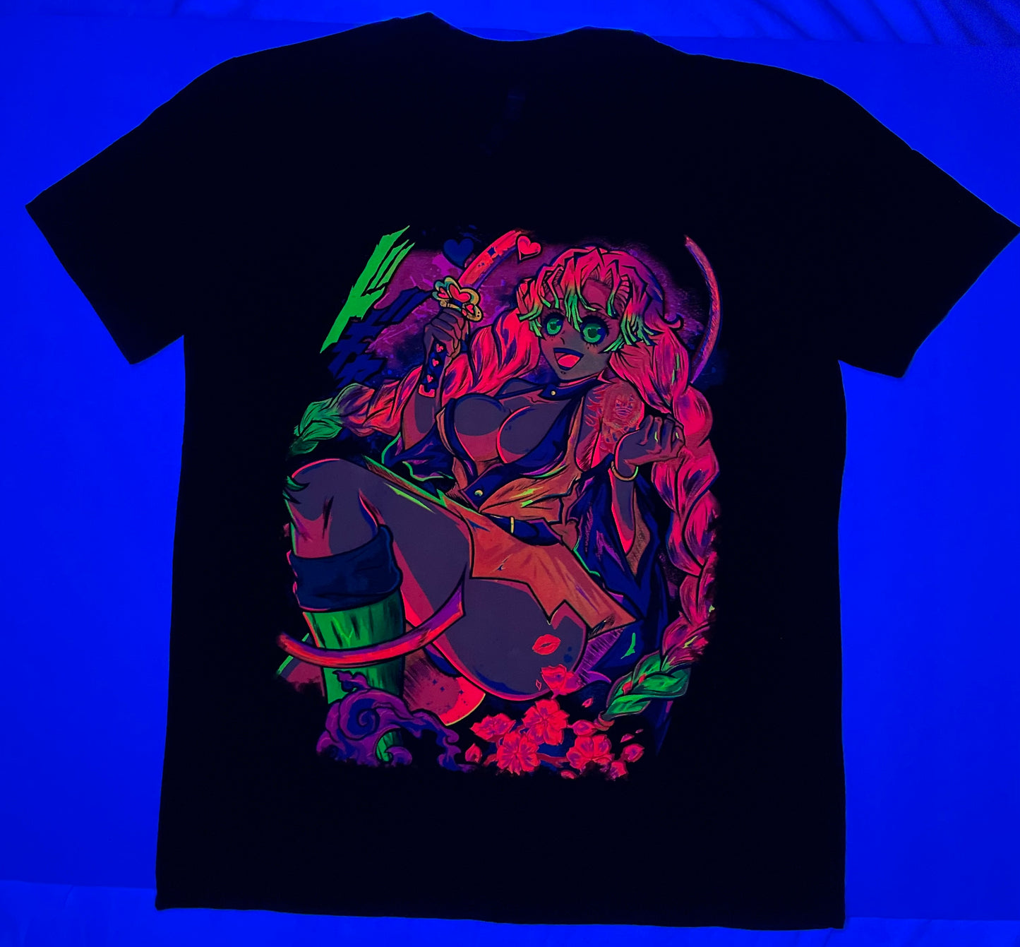 Demon Slayer “Ecchi Anime” Neon T-Shirt  (Front & Back Print)