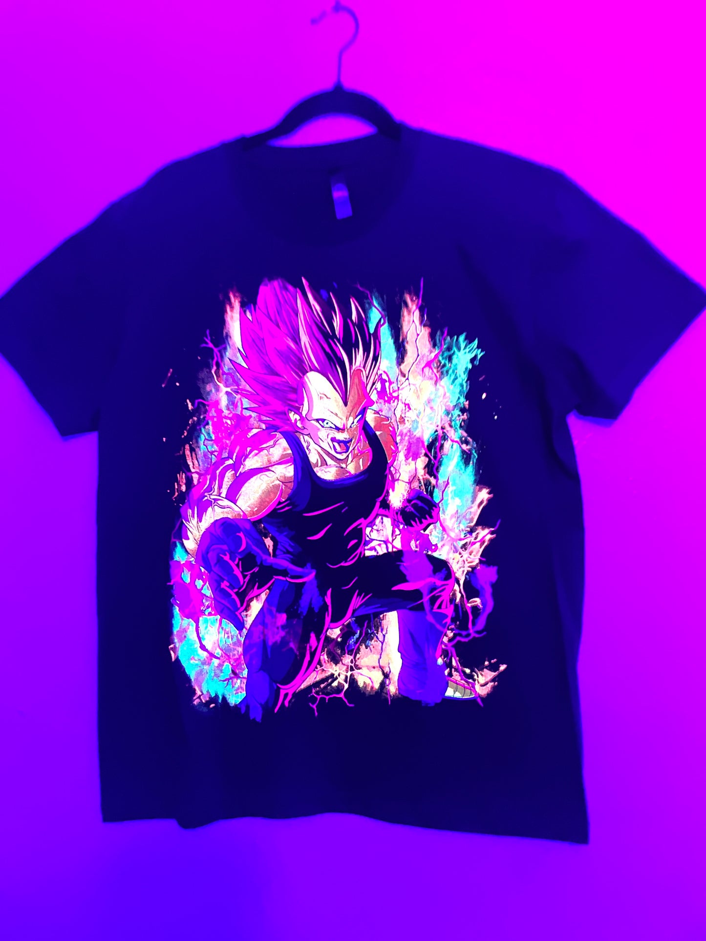Vegeta Super Saiyan Rose Vibrant Neón T-Shirt (Front & Back Print)
