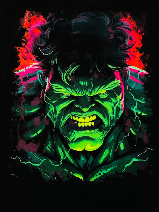 Incredible Hulk Wrath Mode Vibrant Neón T-Shirt (Front & Back Print)