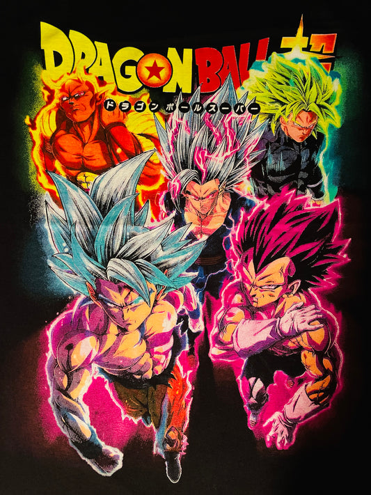 Orange Piccolo, Goku Super Sayan Blue, Ultra Ego Vegeta, Super Sayan Broly, Mystic Gohan Neon T-Shirt (Front & Back Print)