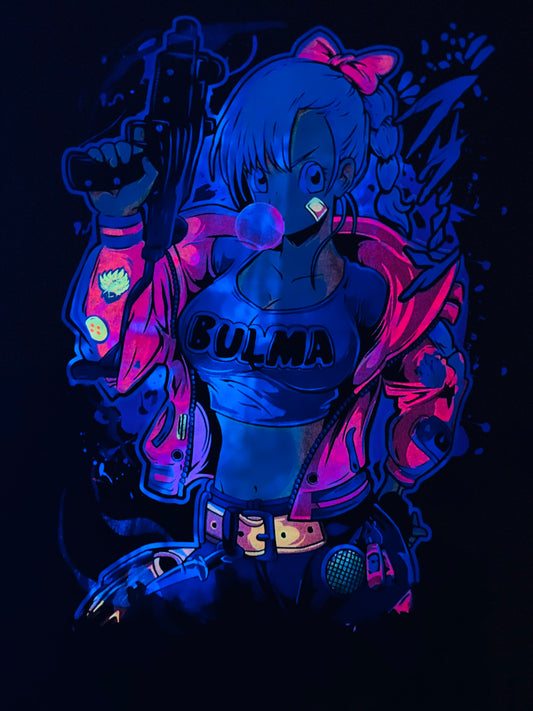 Busty Bulma Ecchi Neon T-Shirt (Front & Back Print)