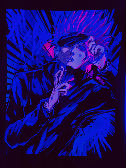 Gojo Satoru Jujutsu Kaisen Vibrant Neón T-Shirt (Front & Back Print)