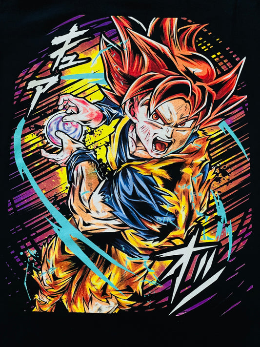 Goku SSJ Vibrant Neón T-Shirt (Front & Back Print)