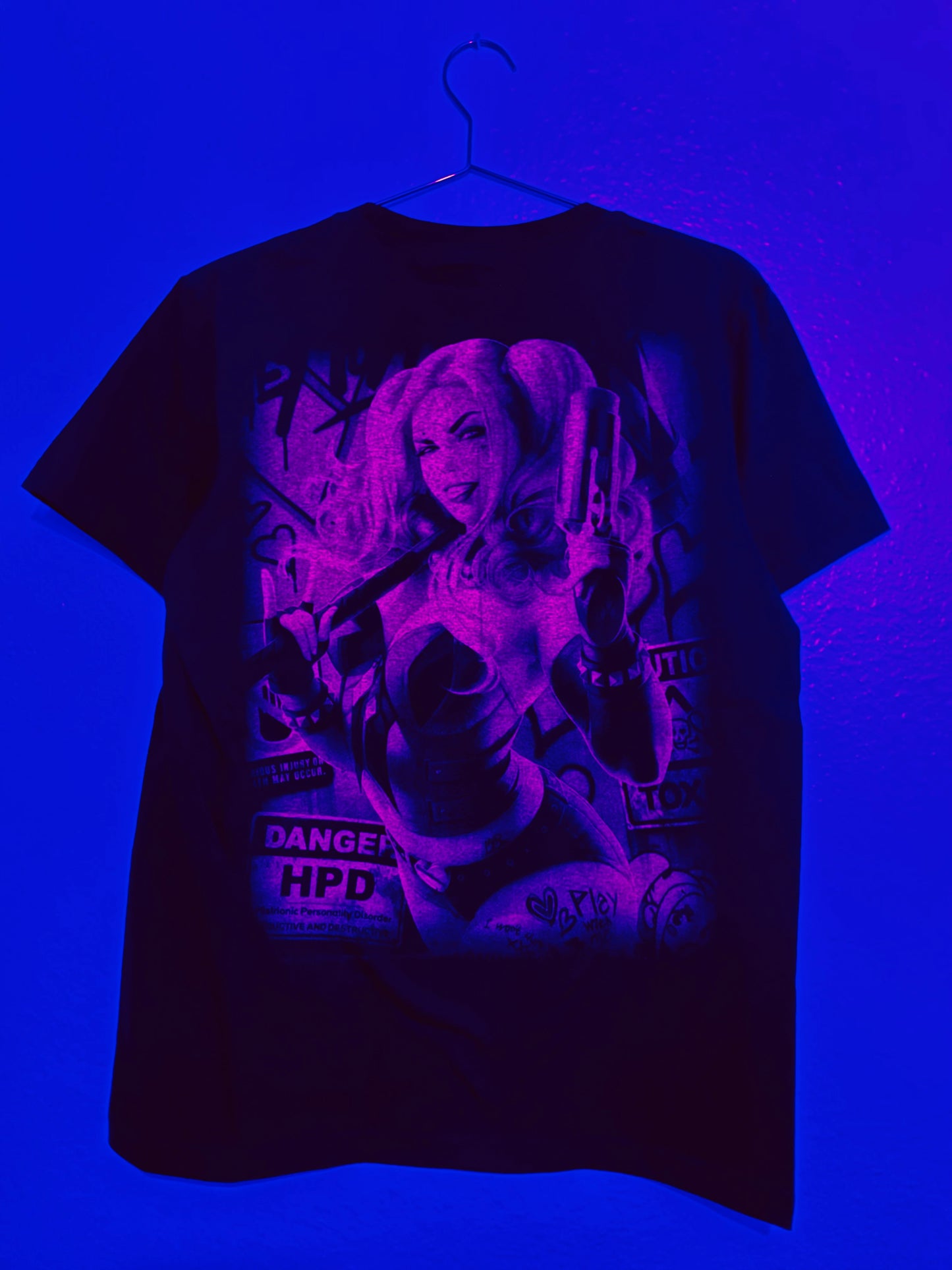 Harley Quinn Back Cosplay Harley Neon T-Shirt (Front & Back Print)