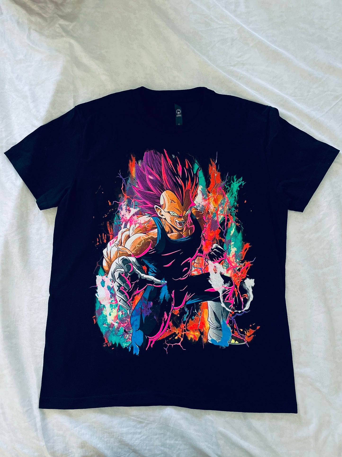 Vegeta Super Saiyan Rose Vibrant Neón T-Shirt (Front & Back Print)