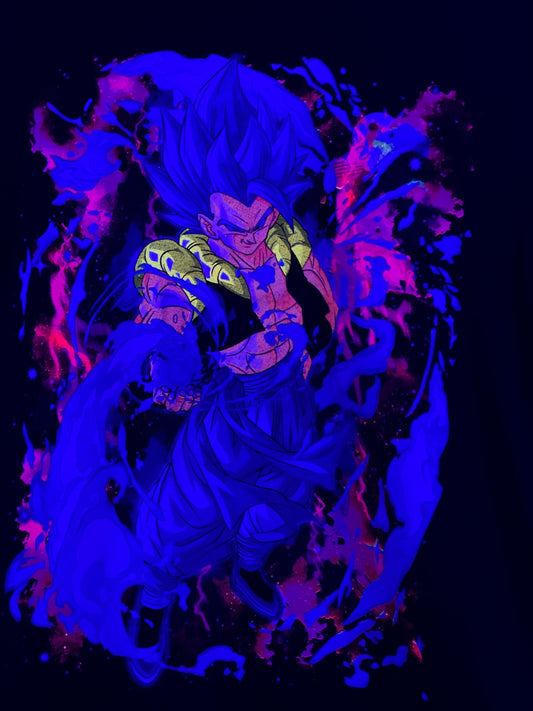 Gogeta Fusion Dragon Ball Z Vibrant Neón T-Shirt (Front & Back Print)