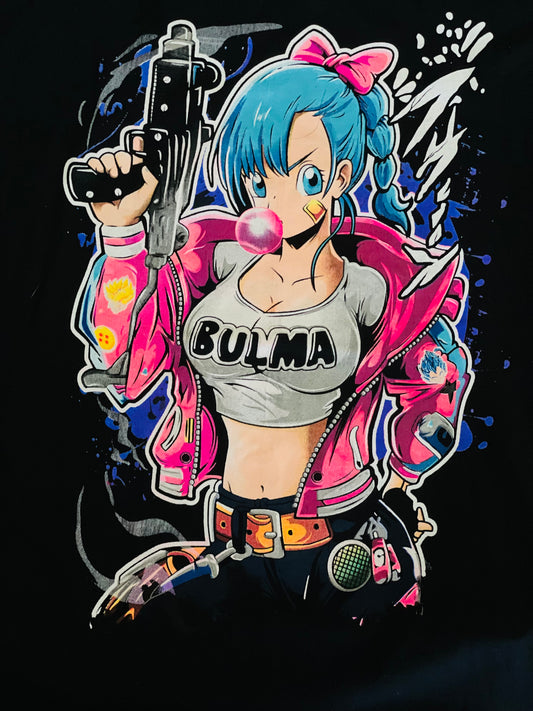 Busty Bulma Ecchi Neon T-Shirt (Front & Back Print)