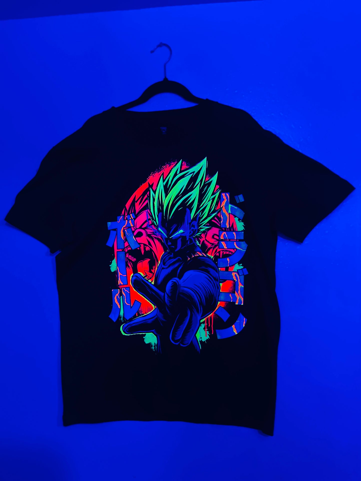 Prince of Saiyans Vegeta Broly inspired Great Ape Form Dragon Ball Z Vibrant Neón T-Shirt (Front & Back Print)