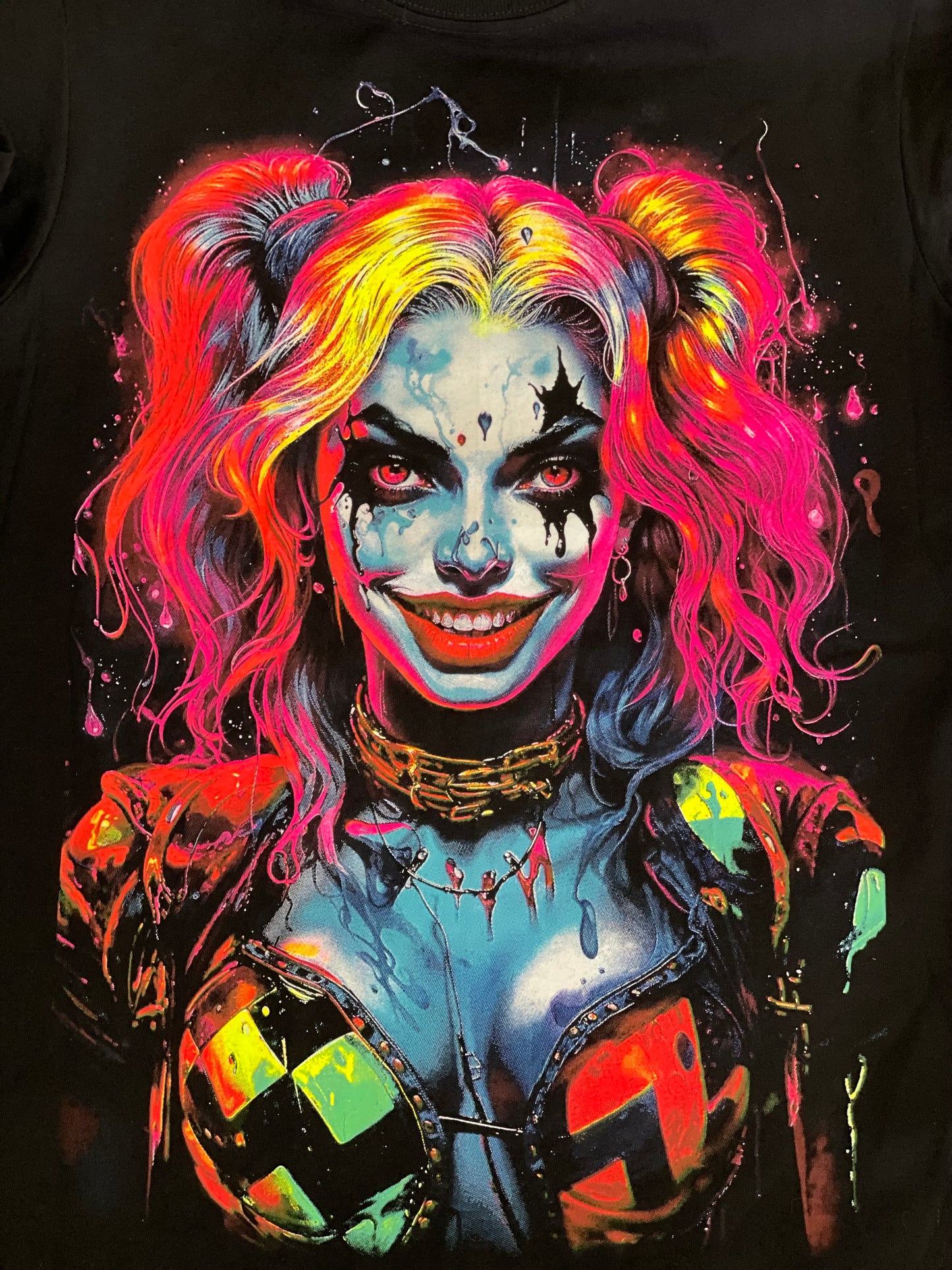 Harley Quinn Neon T-Shirt (Front & Back Print)