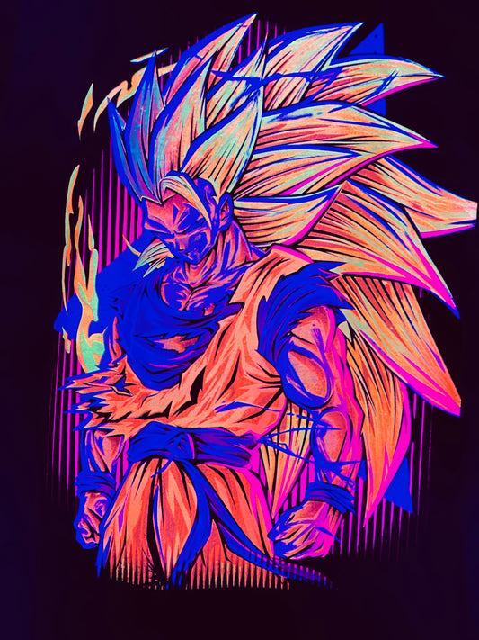 Goku Iconic SS3 Vibrant Neón T-Shirt (Front & Back Print)