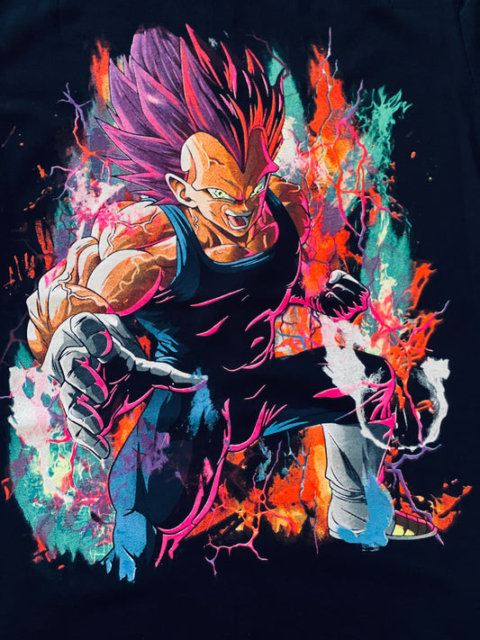 Vegeta Super Saiyan Rose Vibrant Neón T-Shirt (Front & Back Print)