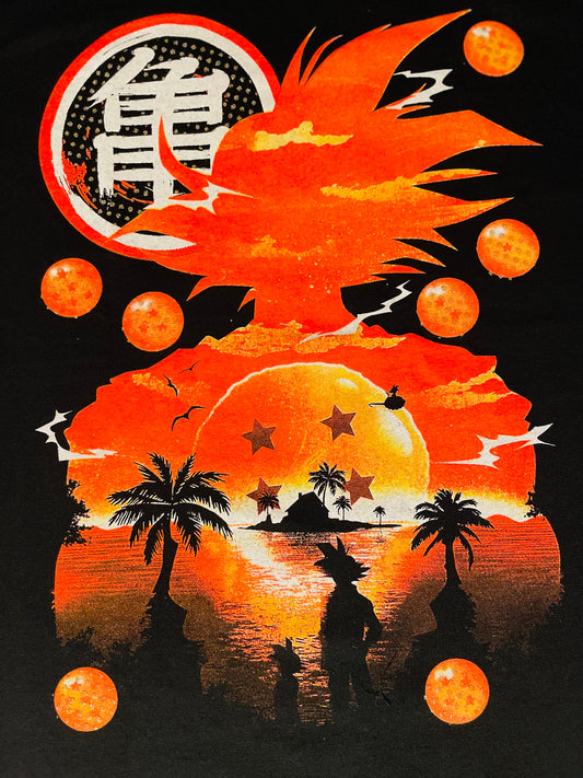 Goku & Kid Gohan / Sunset Neon T-Shirt (Front Print Only)